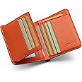 Alldaily RFID Credit Card Wallet for Men Small Bifold Front Pocket Wallet with 2 ID Windows (Black & Orange)
