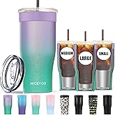 Universal Iced Coffee Sleeve - Niceyos Upgraded Double Wall Reusable Stainless Steel Holder Sleeves Insulator for Cold Drinks Fits Starbucks Dunkin Donuts McDonalds Small Medium Large Cups (Glitter)