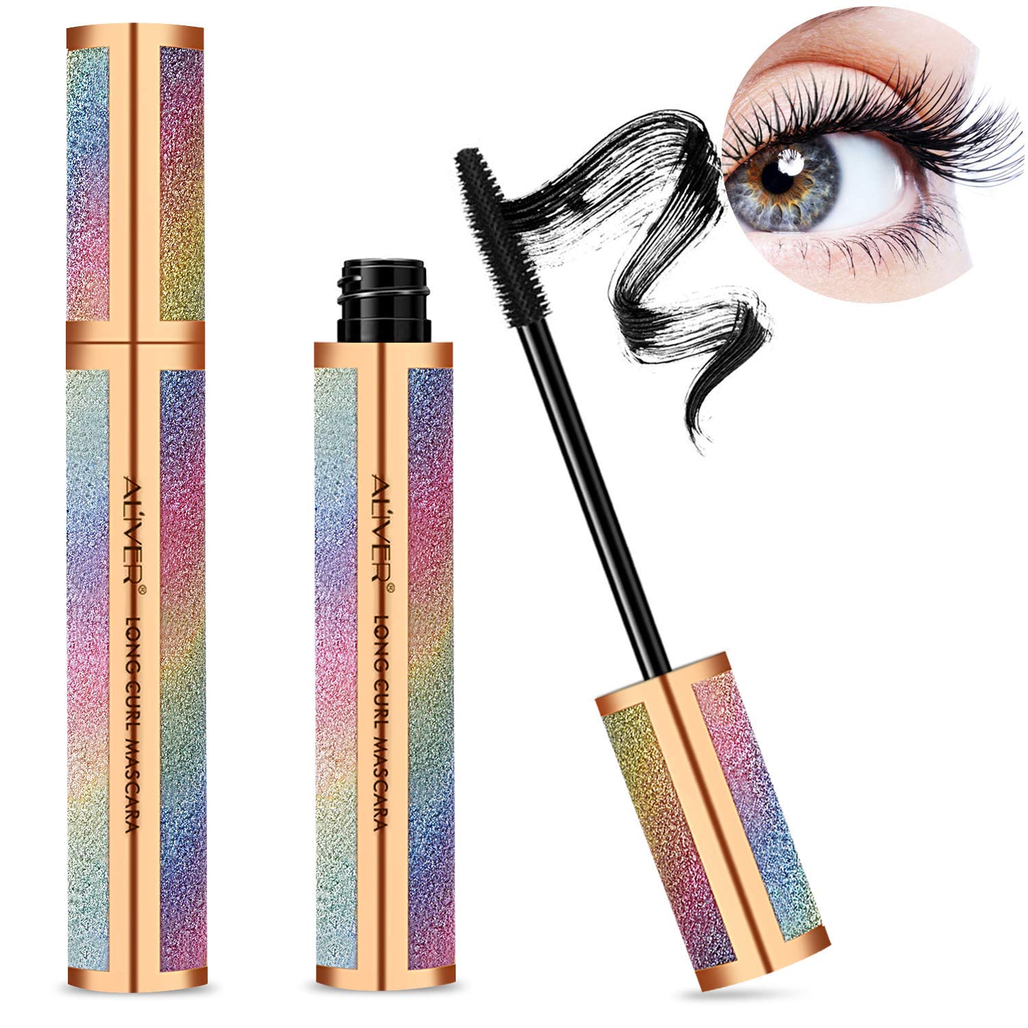 4D Mascara Waterproof, Luxuriously Longer, Thicker, Voluminous Eyelashes, Long-Lasting, Dramatic Extension, Smudge-proof Mascara Black