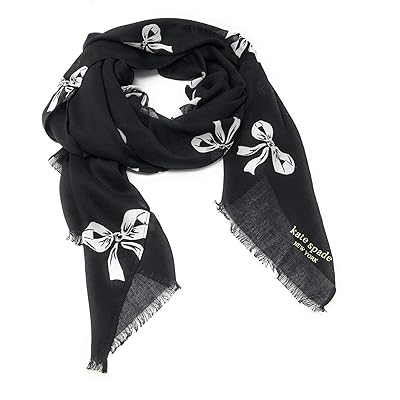 Kate Spade Bow Ribbon Oblong Scarf Black White, Kuwait Ubuy