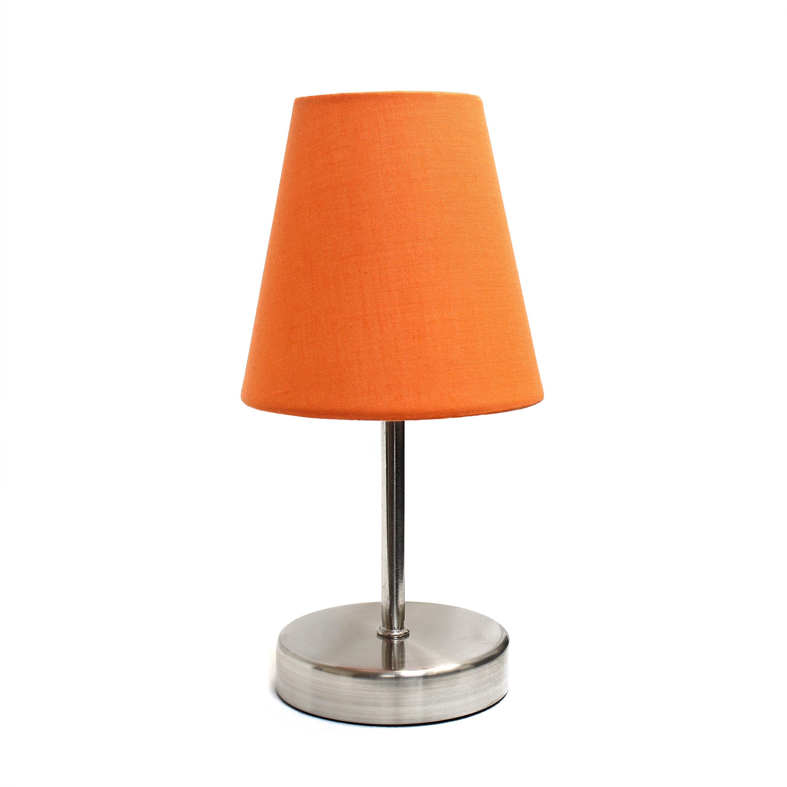 Photo 1 of Simple Designs LT2013-ORG Mini Basic Sand Nickel Table Lamp with Fabric Shade, Orange