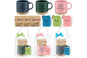 Roshtia 3 Set Galentines Day Book Lover Gift for Women Valentines Bookworm Coffee Mug Mini Crochet Book Bracelet Card Bag Bookish Club Accessories for Girlfriend Reader Librarian Coworker Teacher