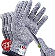 4 PCS (M+L) Cut Resistant Gloves Level 5 Protection for Kitchen, Upgrade Safety Anti Cutting Gloves for Meat Cutting, Wood Carving, Mandolin Slicing and More, THOMEN