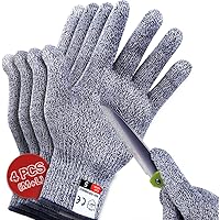 4 PCS (M+L) Cut Resistant Gloves Level 5 Protection for Kitchen, Upgrade Safety Anti Cutting Gloves for Meat Cutting…