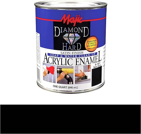 Majic Paints Diamond Hard Acrylic Enamel Satin Paint, 1Quart, Satin Black Home