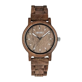 ZARTHOLZ Herren Damen Unisex Holzuhr Holz-Armbanduhr Klassik