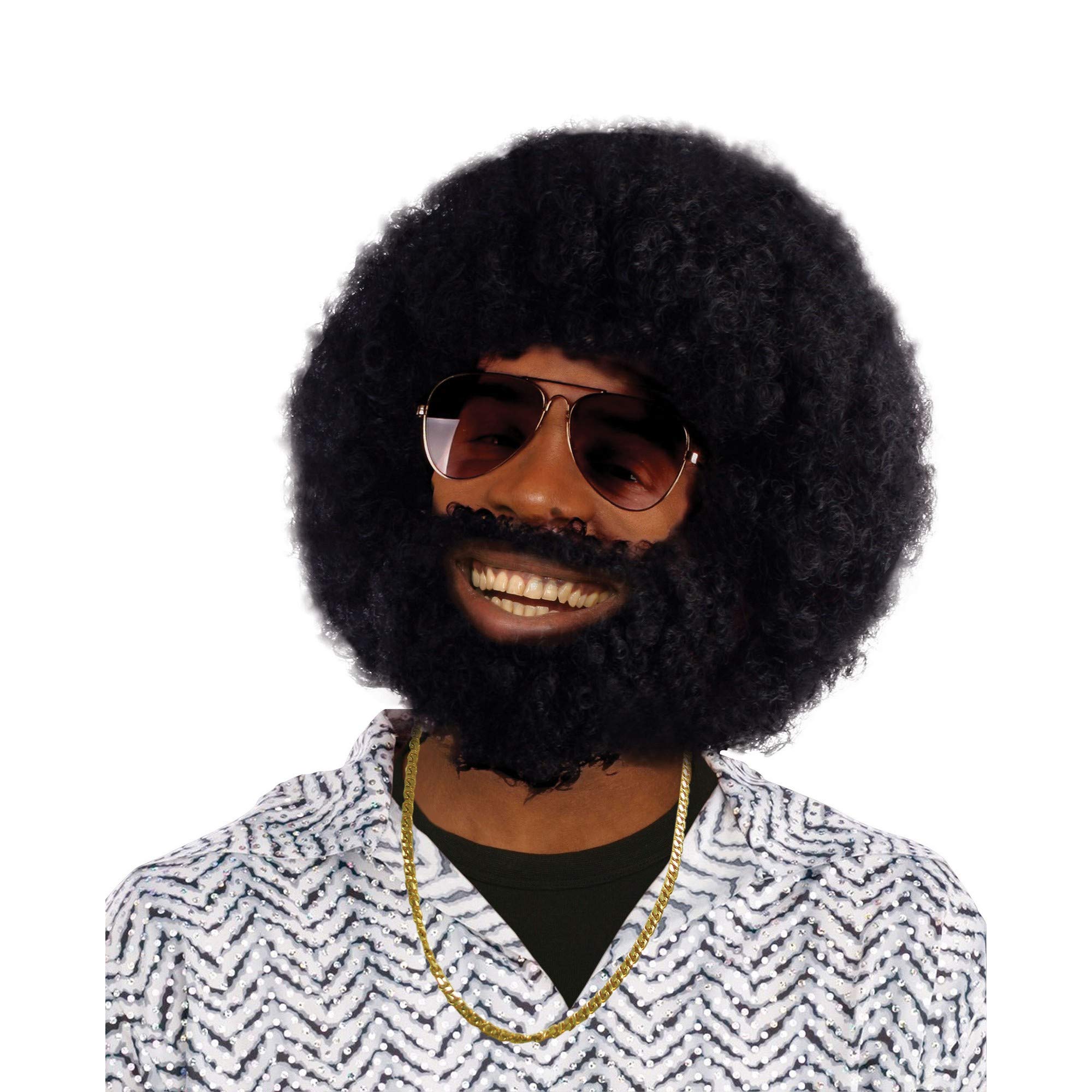 Bristol Novelty BW749 Afro Wig and Facial Hair, One Size Halloween