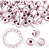 AUEAR, 50 Pack Baseball Beads 12mm for Sport Jewelry Making Necklace Bracelet Craft Decoration Accessories