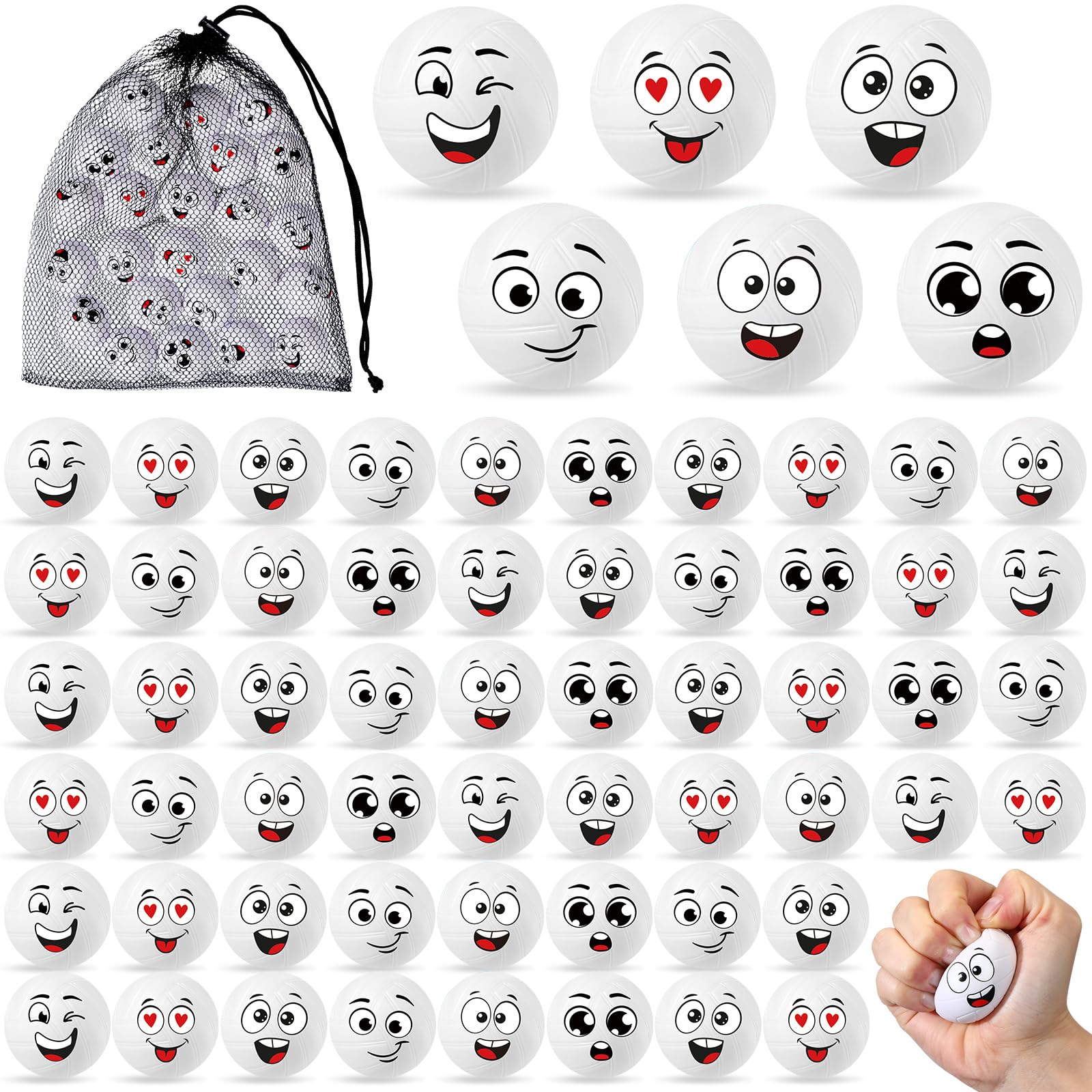 Photo 1 of Shappy 100 Pcs Mini Volleyball Stress Balls Foam Sports Balls Squeeze Anxiety with Emotion 1.57 Inch Volleyball Toys with Drawstring Bag for Children Stress Relief Party Favor Games Toys