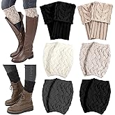 Geyoga 6 Pairs Womens Boot Cuffs Socks Winter Boot Topper Covers Warm Crochet Knitted Leg Warmers