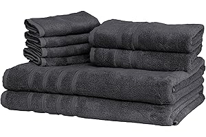 Mosobam Luxury Turkish 8pc XL Towel Set 35X70 16X30 13X13 Charcoal Gray (Dark Grey) 700 GSM Bamboo Viscose & Aegean Turkish Combed Cotton