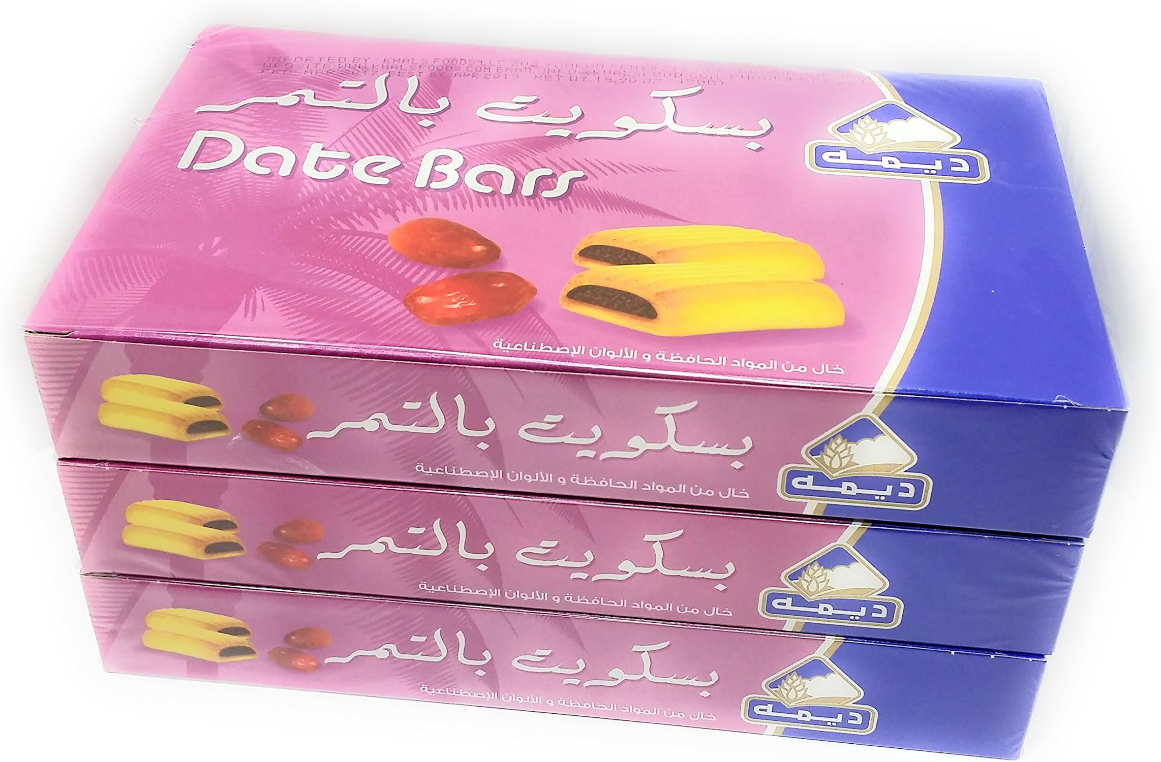 Crunchy Date Bars 95 Calorie low sugar (No Preservatives or Artificial Colors) (Three Pack)