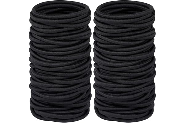 Hageolan Elastic Hair Ties for Thick Heavy and Curly Hair 120 Pcs, Hair Bands for Women's Hair Black Ponytail Holders Bulk (4