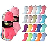 Tipi Toe Women’s 20 Pack Colorful Low Cut Socks – Lightweight, Breathable Design for All-Day Comfort Sizes 9-11/10-13