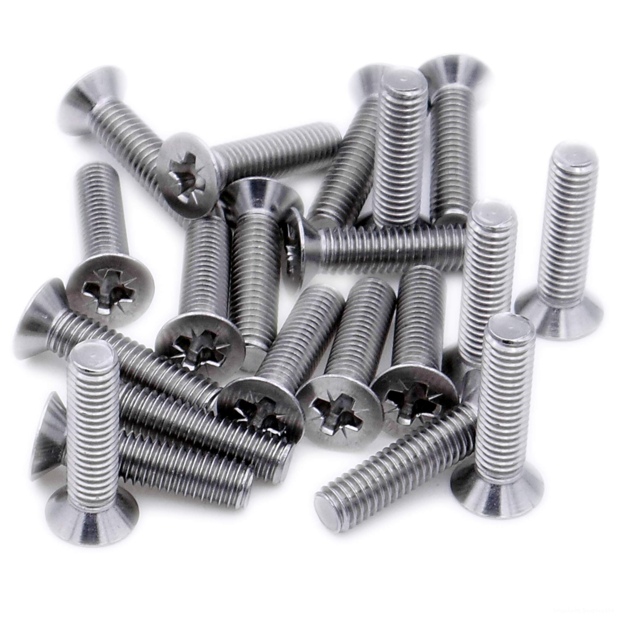 M6 (6mm x 10mm) Pozi Countersunk Machine Screw (Bolt) - Stainless Steel (A2) (Pack of 20)