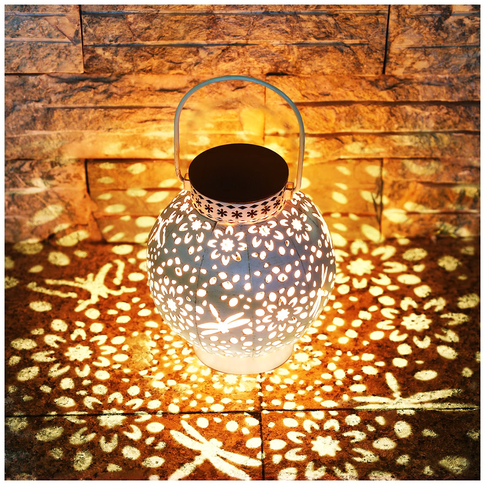 KOOPER Birthday Gifts for Women, Dragonfly Garden Ornaments Outdoor Hanging Solar Lanterns, Metal Garden Solar Lights Perfect Dragonfly Gift Presents Mothers Day Gifts for Women Mum Grandma