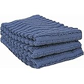 Ritz Royale Collection 100% Combed Terry Cotton, Highly Absorbent, Kitchen Dish Cloth Set, 13-3/4" x 12", 3-Pack, Solid, Federal Blue