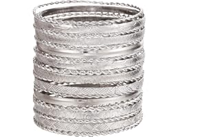 FUNOJOY Boho Bangle Bracelets for Women Multi Layer Stackable Textured Bracelets Boho Jewelrys Set for Women - 10~20Pcs