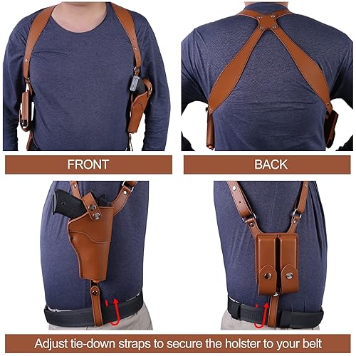 Pvnoocy Shoulder Holster, Adjustable Vertical Leather Gun Shoulder