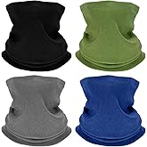 PAETAE 4 Winter Neck Gaiters for Men, Fleece Neck Warmer Gators Face Mask, Mens Scarf Winter for Cold Weather Running Skiing