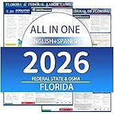 KIKIGO 2026 Florida State and Federal Labor Laws Poster - OSHA Workplace Compliant 24" x 36"- All in One Required Posting -(English & Spanish Combo)