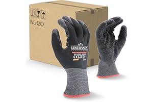 LINCONSON 12 Pack Safety Performance Series Construction Mechanics Wrinkle Latex Work Gloves