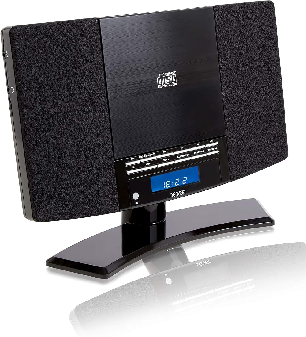 Denver CD Player with Speakers Wall Mount or Desktop Stand Black