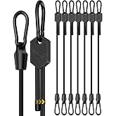 LUCKY STRAPS 48" Black Adjustable Carabiner Bungee Cords with Hooks, 8 Pack | UV-resistant Black Bungee Straps Adjust from 7" to 48" with Superior Elasticity for Cargo, Bikes, Luggage, Carts and Trucks
