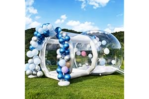 GAONALA Inflatable Bubble House Domefor Kids and Adults, Clear PVC Bubble Balloon House with Tunnel, Air Blower, Air Pump White Inflatable House Dom for Party (Clear, 13FT)
