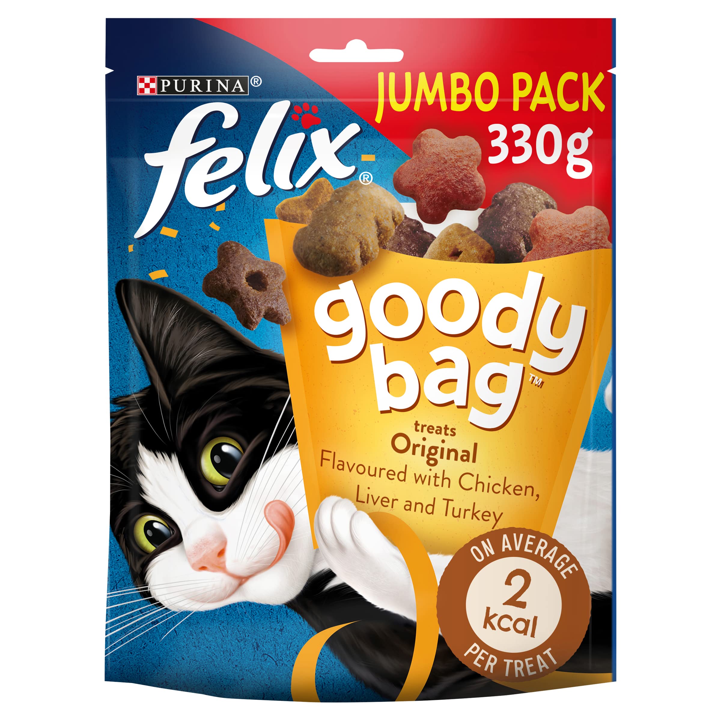 FELIX Goody Bag Original Mix Chicken, Liver and Turkey Cat Treats 330g (Pack of 5)