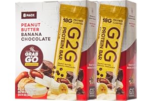 G2G Protein Bar, Peanut Butter Banana Chocolate, Healthy Snack, Delicious Meal Replacement, Gluten-Free, Clean Ingredients, Refrigerated for Freshness, 16 Count (2 Packs of 8)