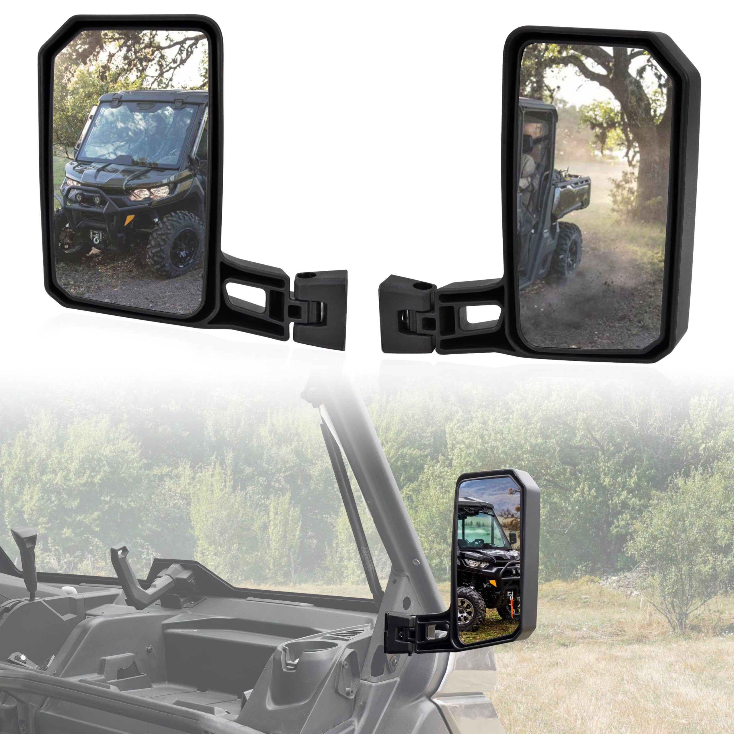 Photo 1 of POKIAUTO Large Side Mirrors for Can-Am Defender No Door & Half Door & Full Door, Side Mirrors Adjustable Mirror Surface for Can Am Defender HD5 HD7 HD8 HD9 HD9 HD10 Max 2016+, Replace #715008100