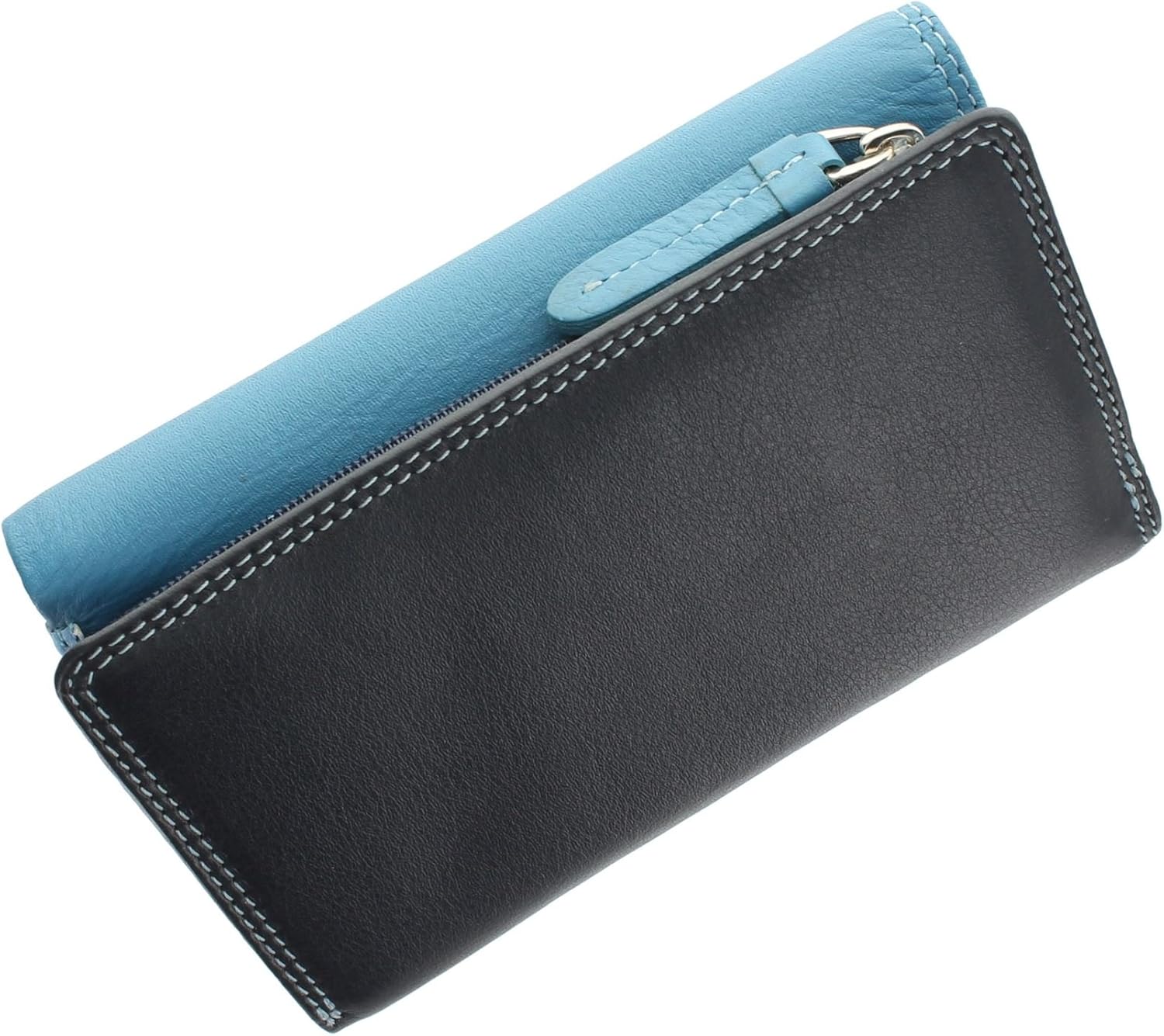 VISCONTI Rainbow Collection Bora Tri-Fold Leather Purse RFID Blocking RB43 Blue Multi - Image 5