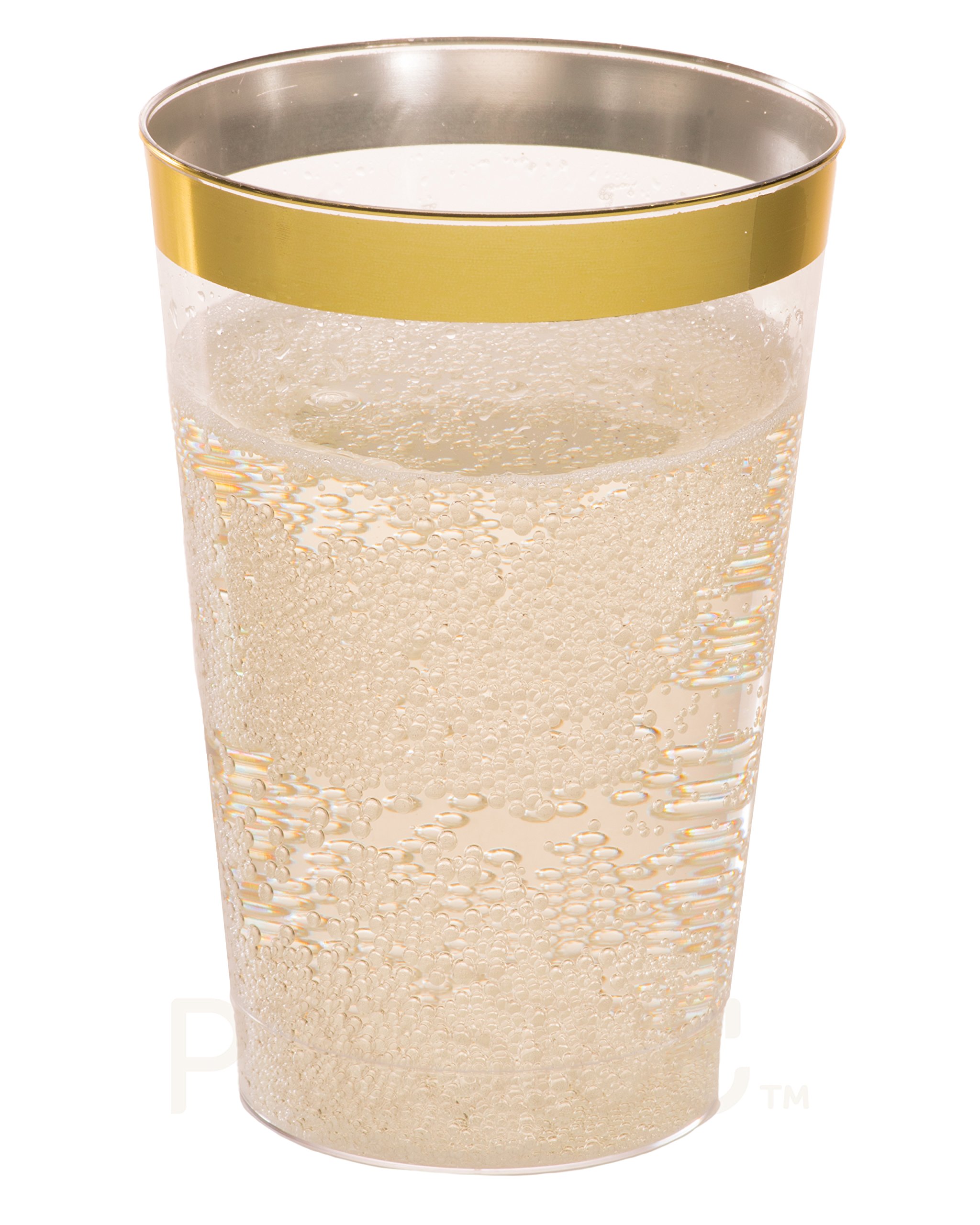Gold Plastic Clear Cups 12 oz. 50 Pack Disposable Party Cups with