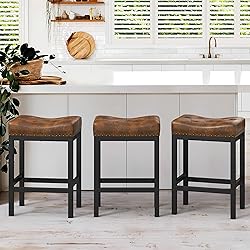 LUE BONA Counter Height Bar Stools, 24 Inch Saddle