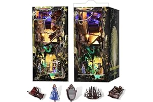 CCCDF Book Nook Kit, Booknook Kit with Dust Cover for Adult DIY Miniature House Kit 3D Wooden Puzzle Decorative Bookend Bookshelf Gift for Women Teens (Alice Down The Rabbit Hole)