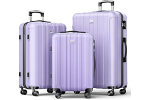 Strenforce 3-Piece (20/24/28)" Suitcase Set Spinner Wheels ABS Lightweight Luggage Sets with TSA Lock,Lavender Purple