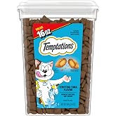 Temptations Classic Crunchy and Soft Cat Treats, Tempting Tuna, 16 oz | Under 2 calories per treat, crunchy outside &amp; soft inside, 100% complete &amp; balanced, stay-fresh tub, meal or food topper use