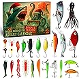 Fishing Advent Calendar 2025 for Adults, 24 Day Christmas Countdown with Spooky Fishing Lure Baits, Xmas Surprise Gifts for M