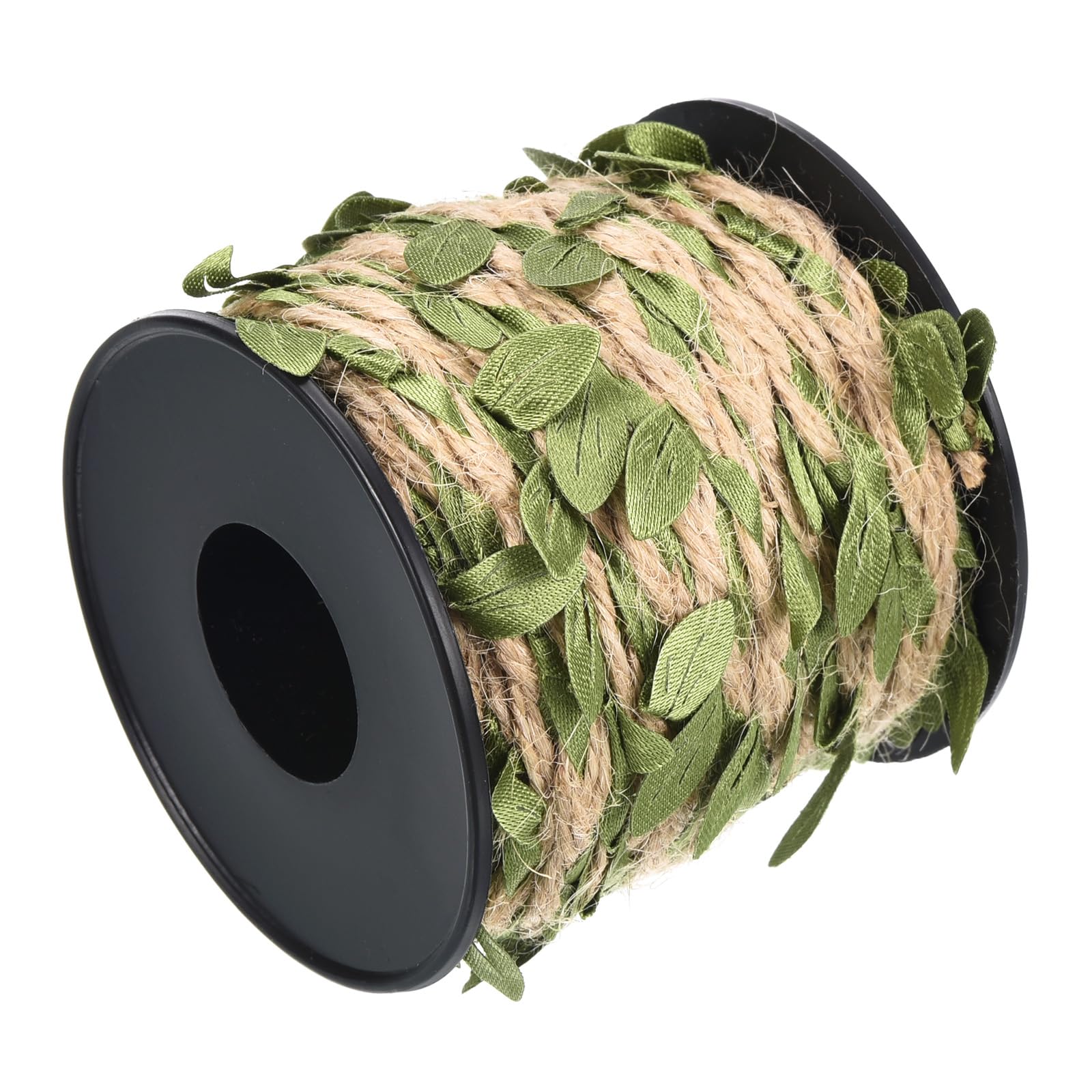 M METERXITY Burlap Leaf Ribbon - Artificial Vine Jute Rope for Decorating and Packing, Apply to Garden/Flower Shop/Wedding (33ft, 5mm, Green)