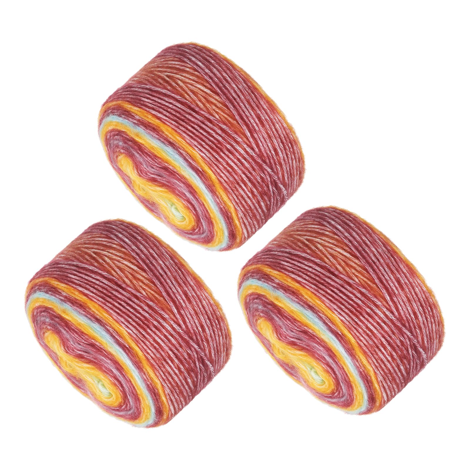 METALLIXITY Gradient Cake Cotton Yarns(100g/7oz) 3Pcs, Wool Flowers Yarn, Mixed Orange