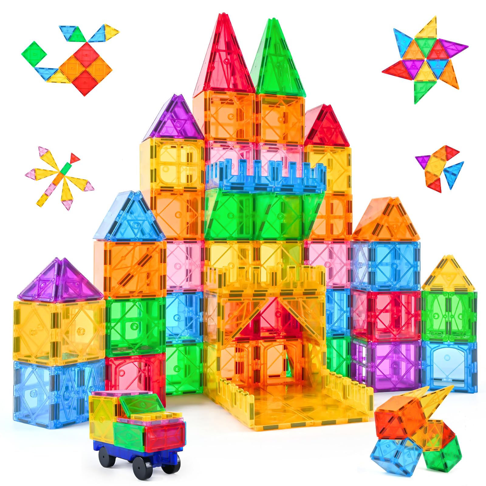 Magnetic Tiles 72PCS Set, STEM Magnet Toys for Kids 3 4 5 6 7 8 Year Old Boys & Girls, Magnetic Blocks Learning Sensory Montessori Toys Gift for Toddlers Creative Growth — image 1