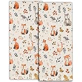 amepay Woodland Animal Hand Towels - 2 Pack, 14.5" X 28",Soft Microfiber Polyester Nature Towel Set with Cute Fox, Deer, and Forest Friends Pattern,for Bathroom Kitchen Spa Hotel Decor Gifts