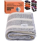 Woolly Mammoth Merino Wool Blanket, Fall Camping Blanket, 66"x90" Limestone | Military Style Heavy Wool Blankets for Survival &amp; Sleep - Bushcraft, Car &amp; Camp Blanket - Thick &amp; Washable Outdoor Blanket