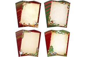Teling 48 Sheets Christmas Stationery Printer Paper 8.5 x 11'' Letter Writing Paper Holiday Letterhead for Notes Greeting Cards Invitations Office School Printing (Vintage)