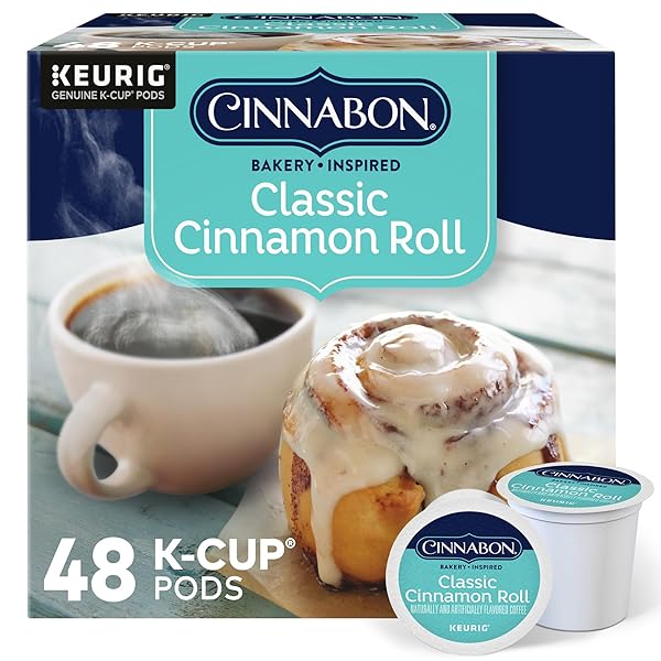 CINNABON CLASSIC CINNAMON ROLL KEURIG SINGLE-SERVE K-CUP PODS, LIGHT ROAST COFFEE, 48 COUNT