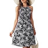 Freedom Girls Women's Boho Floral Halter Neck Dress Casual Summer Dresses for Women 2025 Hawaiian Vacations Sundresses