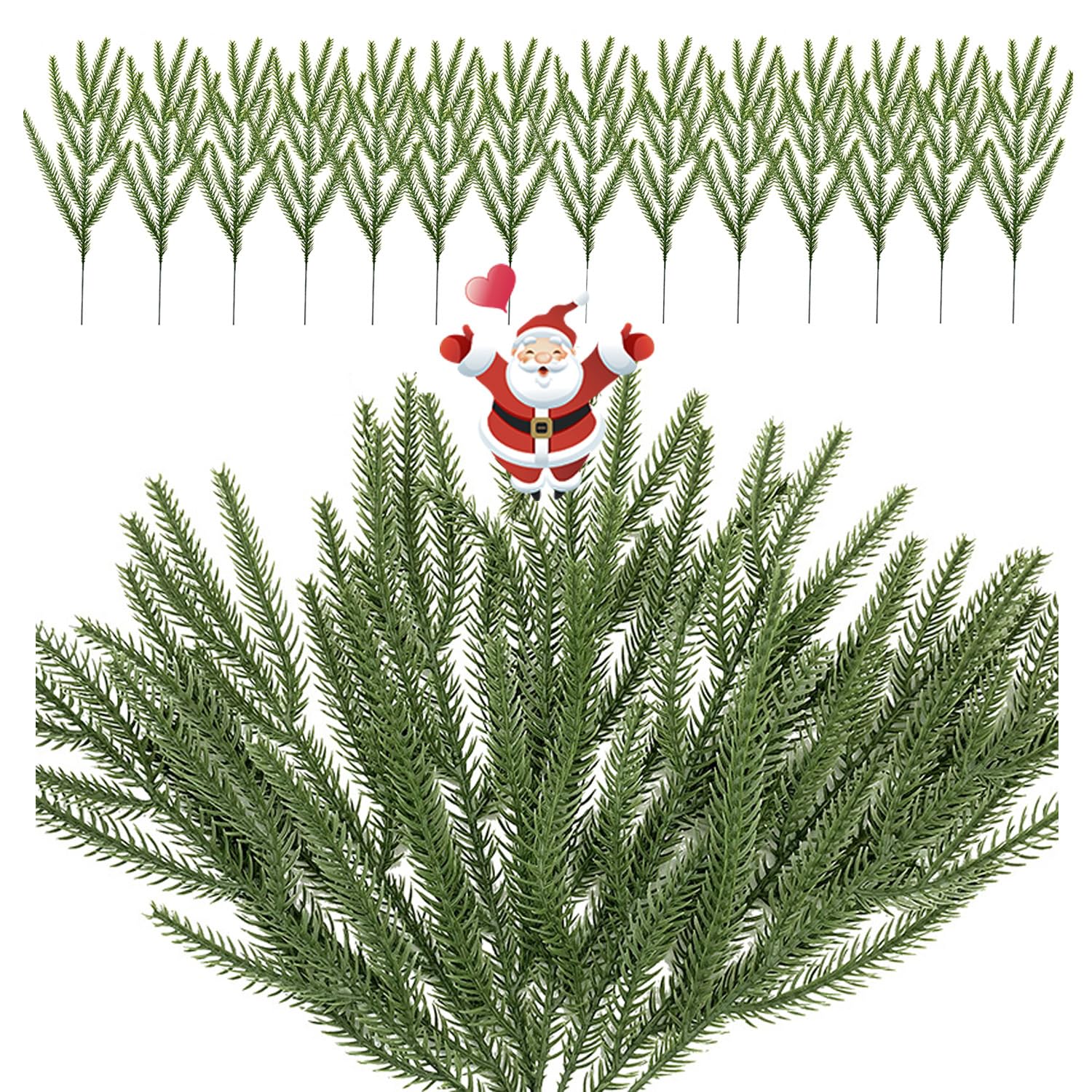Sadodo Christmas Fake Picks Branch,Artificial Stems for Christmas Tree,Home Decor,Wedding,DIY Crafts (Norfolk Pine Branches 30PCS)