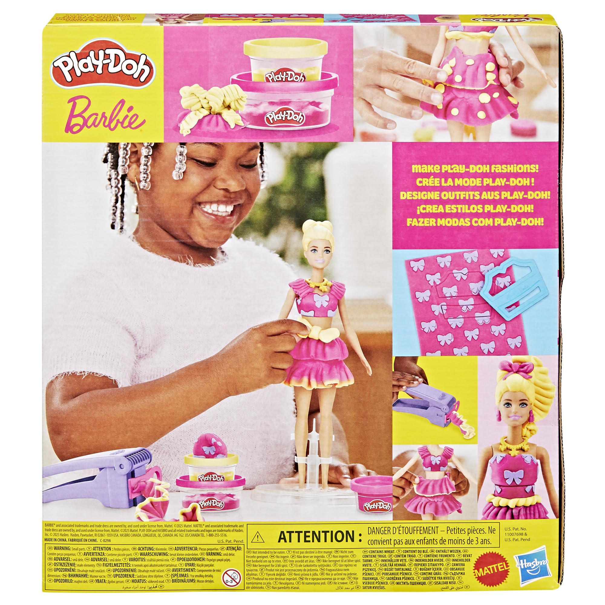 Play-Doh Barbie Ruffles and Bows Set, Make Doll Clothes with Modeling Compound & 9 Fashion Accessories, Arts & Crafts for Girls & Boys, Kids, 5+