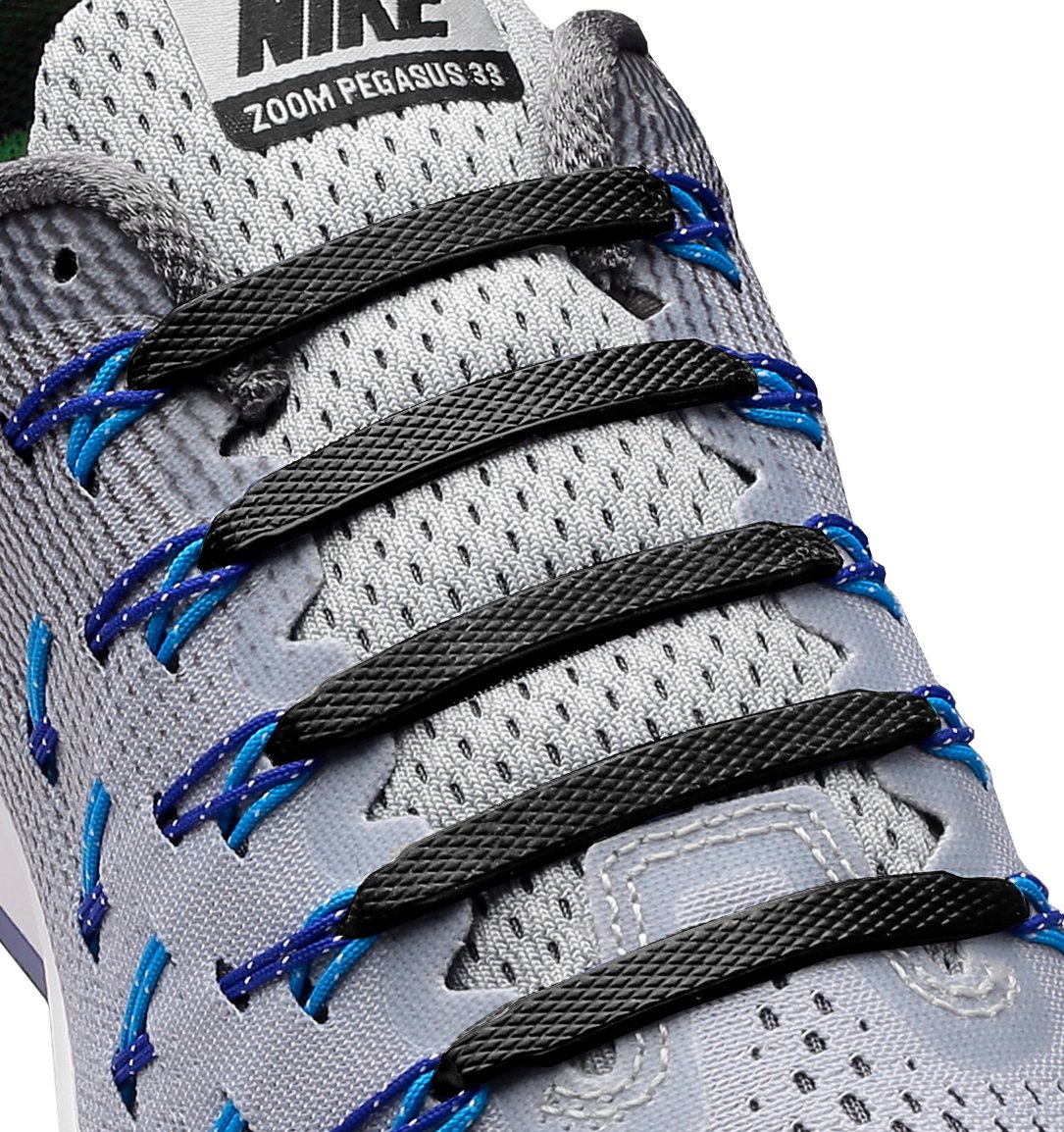 No Tie Shoe laces for Kids and Adults by Superlaces- Tieless Waterproof Elastic Silicon Shoe Laces Black - 1 pair